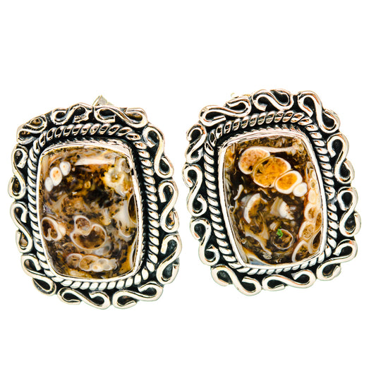 Turritella Agate Earrings handcrafted by Ana Silver Co - EARR428403 - Photo 2