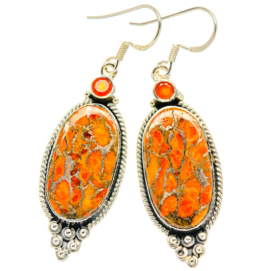Orange Copper Composite Turquoise Earrings handcrafted by Ana Silver Co - EARR428434 - Photo 2