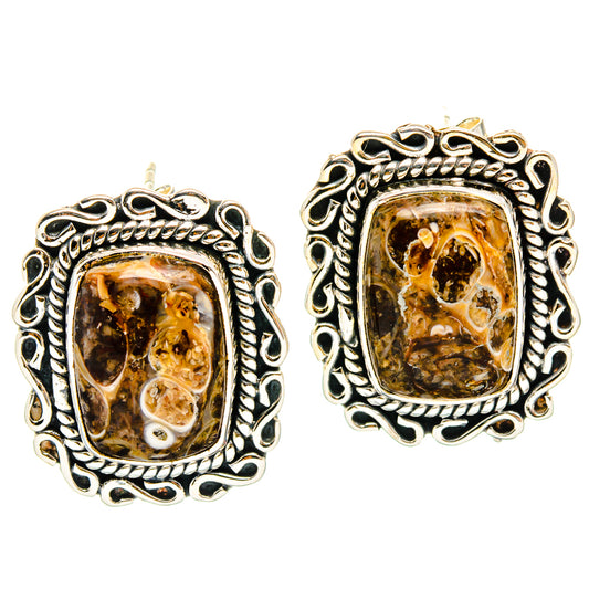 Turritella Agate Earrings handcrafted by Ana Silver Co - EARR428445 - Photo 2
