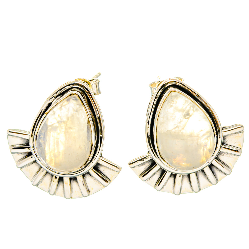 925 sterling silver moonstone drop earrings, light opal teardrop with sunburst rays