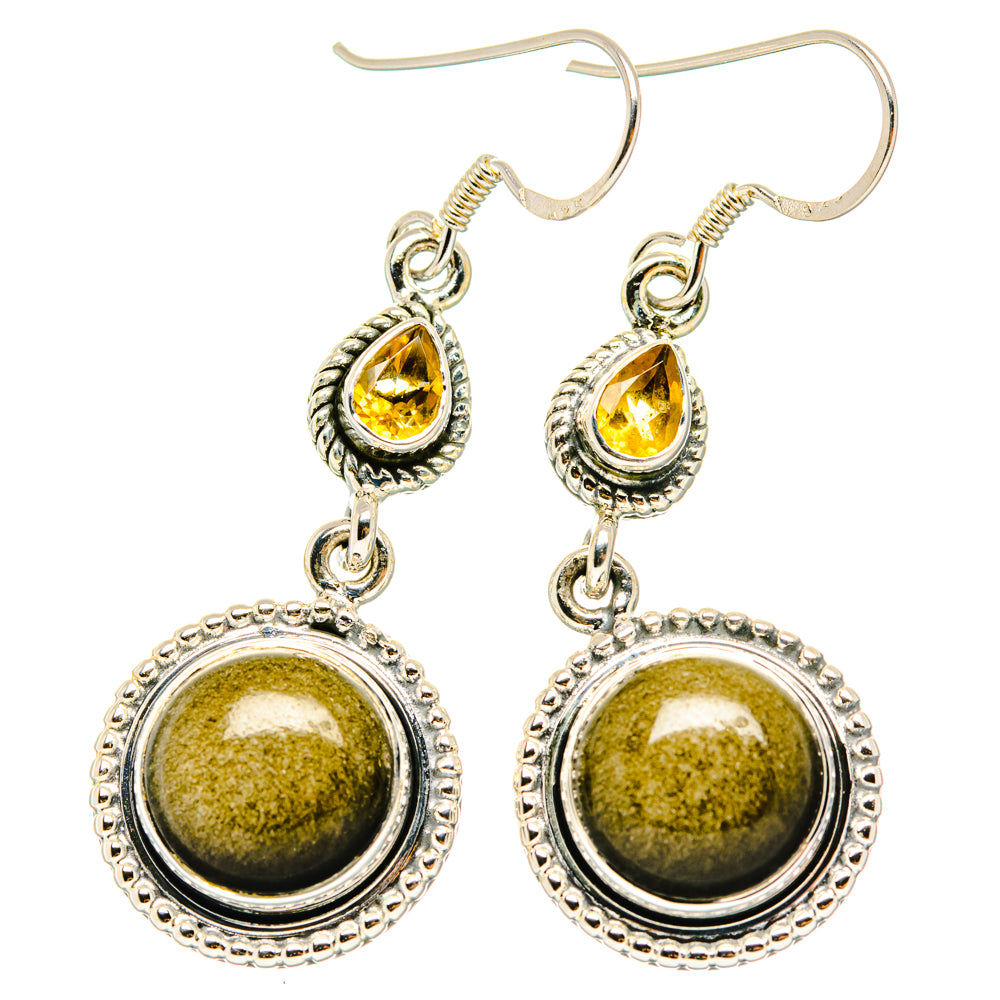 Gold Sheen Obsidian Earrings handcrafted by Ana Silver Co - EARR428455 - Photo 2