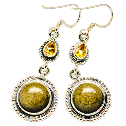 Gold Sheen Obsidian Earrings handcrafted by Ana Silver Co - EARR428455 - Photo 2