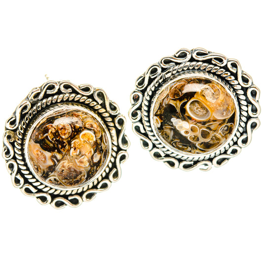 Turritella Agate Earrings handcrafted by Ana Silver Co - EARR428463 - Photo 2