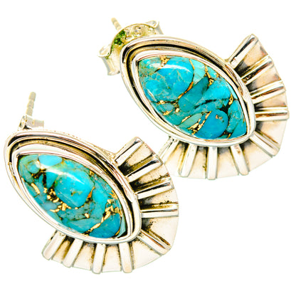 Blue Copper Composite Turquoise Earrings handcrafted by Ana Silver Co - EARR428474 - Photo 2