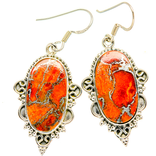 Orange Copper Composite Turquoise Earrings handcrafted by Ana Silver Co - EARR428478 - Photo 2