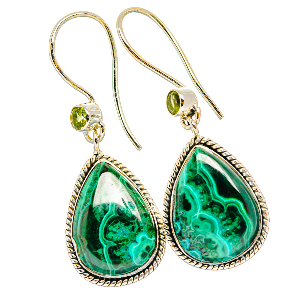 Malachite In Chrysocolla Earrings handcrafted by Ana Silver Co - EARR428511 - Photo 2