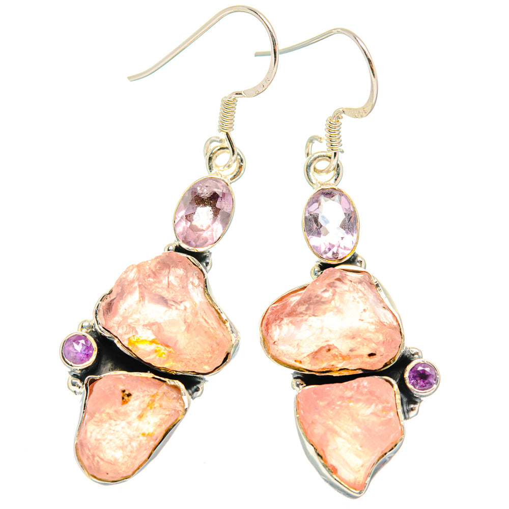 Rose Quartz Earrings handcrafted by Ana Silver Co - EARR428515 - Photo 2