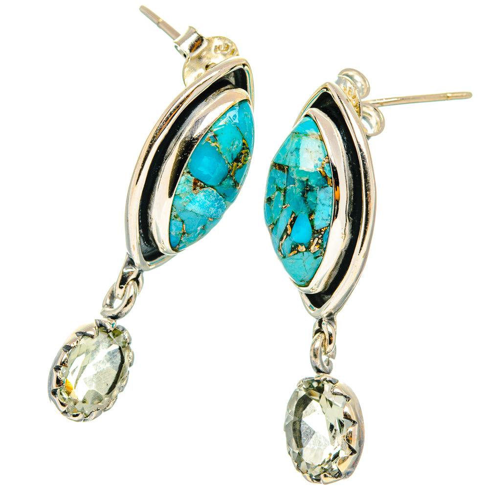Blue Copper Composite Turquoise Earrings handcrafted by Ana Silver Co - EARR428537 - Photo 2