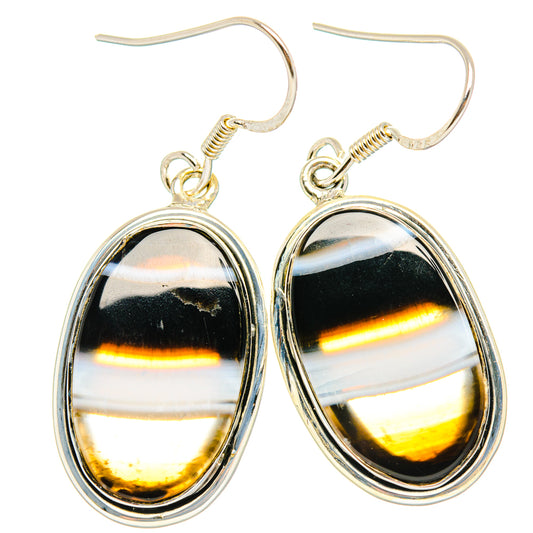 Black Banded Agate Earrings handcrafted by Ana Silver Co - EARR428541 - Photo 2