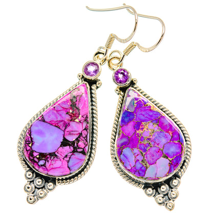 Purple Copper Composite Turquoise Earrings handcrafted by Ana Silver Co - EARR428600 - Photo 2