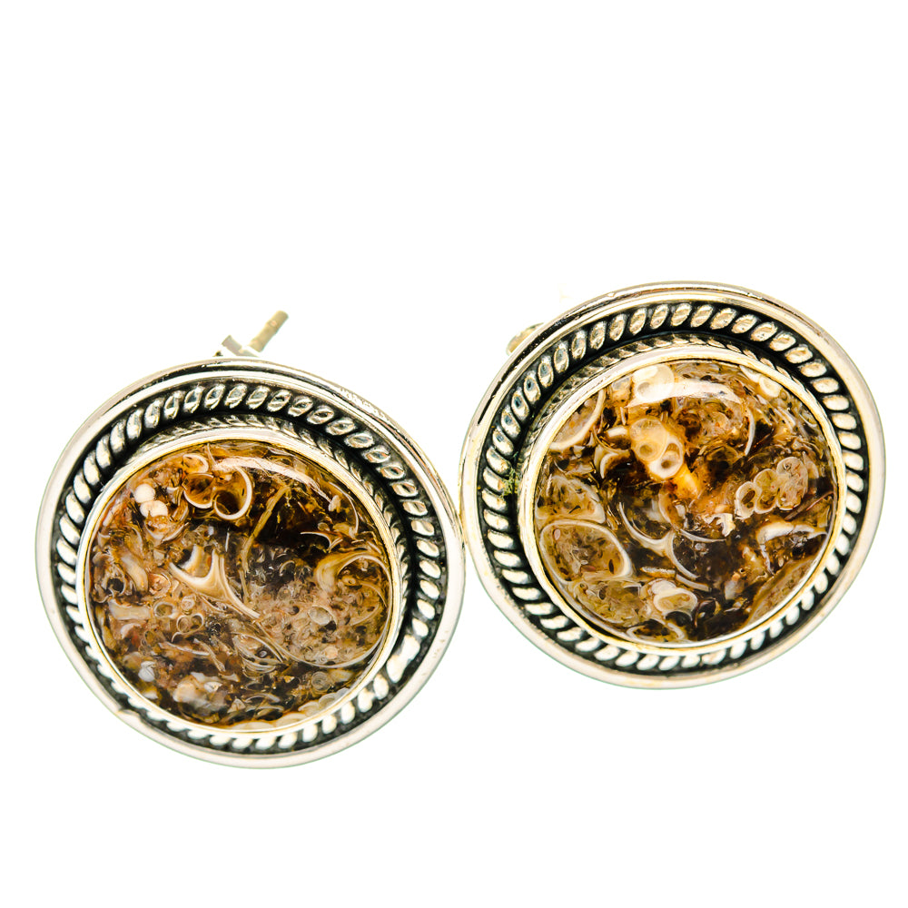 Turritella Agate Earrings handcrafted by Ana Silver Co - EARR428618 - Photo 2