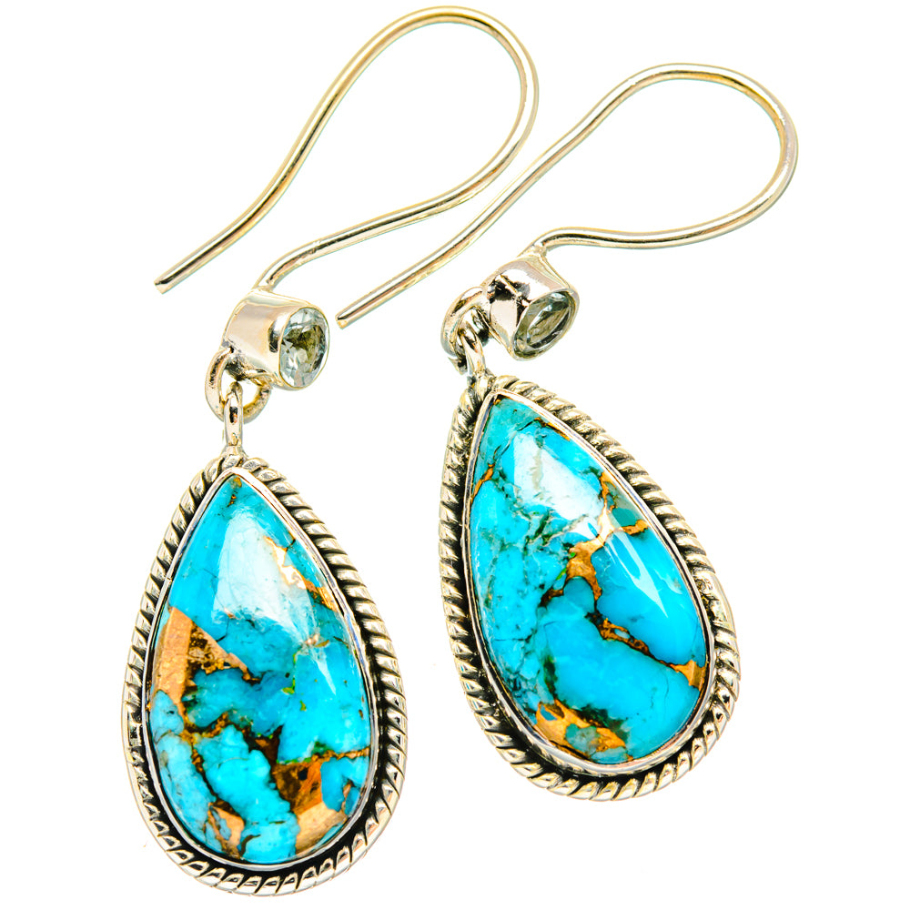 Blue Copper Composite Turquoise Earrings handcrafted by Ana Silver Co - EARR428623 - Photo 2