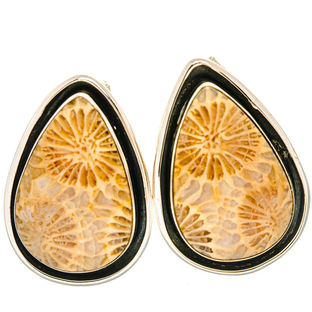 Fossil Coral Earrings handcrafted by Ana Silver Co - EARR428635 - Photo 2