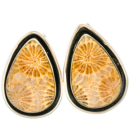 Fossil Coral Earrings handcrafted by Ana Silver Co - EARR428635 - Photo 2