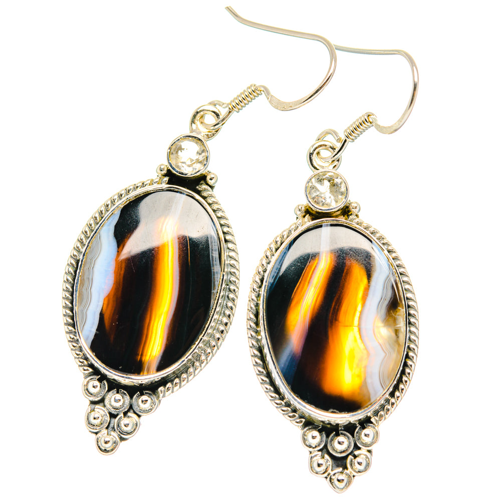 Botswana Agate Earrings handcrafted by Ana Silver Co - EARR428648 - Photo 2