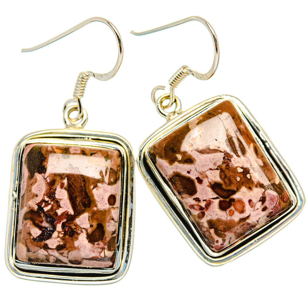 Square mookaite stone drop earrings in polished 925 sterling silver with hook backs