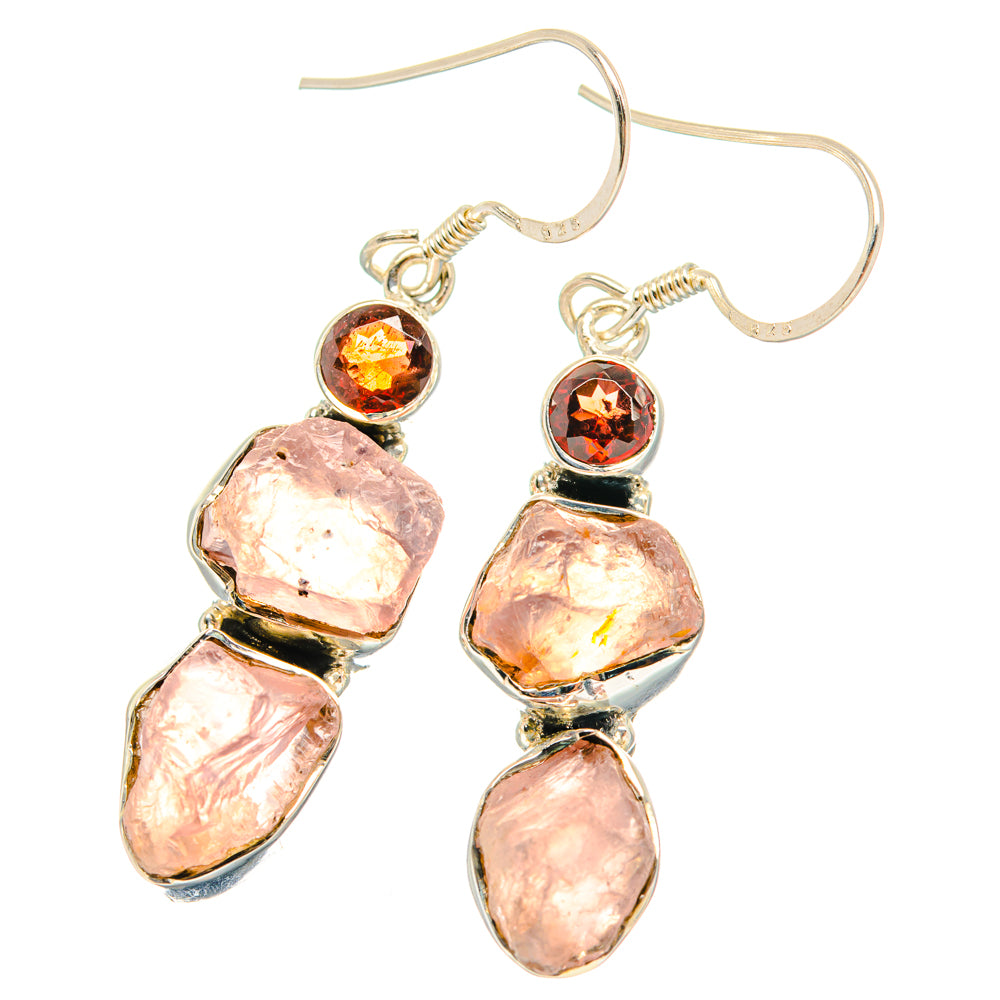 Rose Quartz Earrings handcrafted by Ana Silver Co - EARR428658 - Photo 2