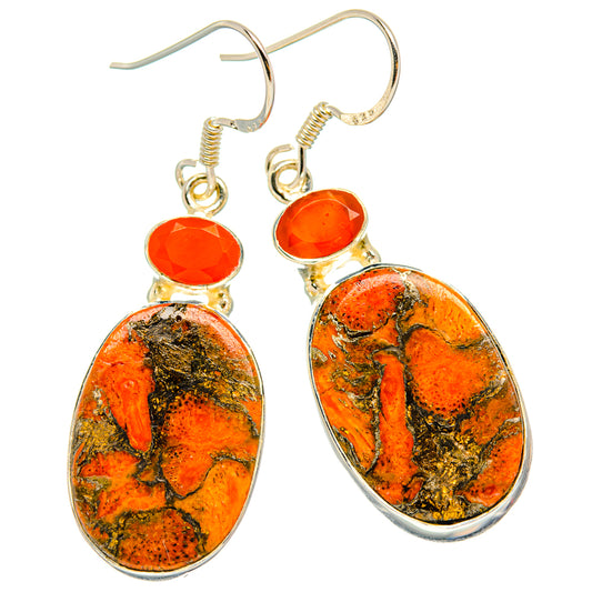 Orange Copper Composite Turquoise Earrings handcrafted by Ana Silver Co - EARR428666 - Photo 2