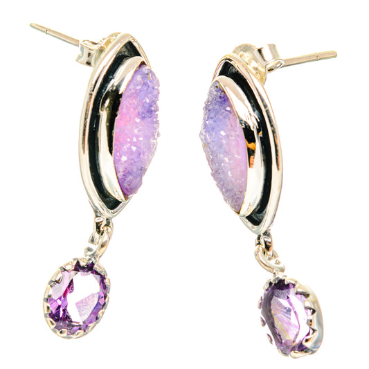 Purple Druzy Earrings handcrafted by Ana Silver Co - EARR428696 - Photo 2