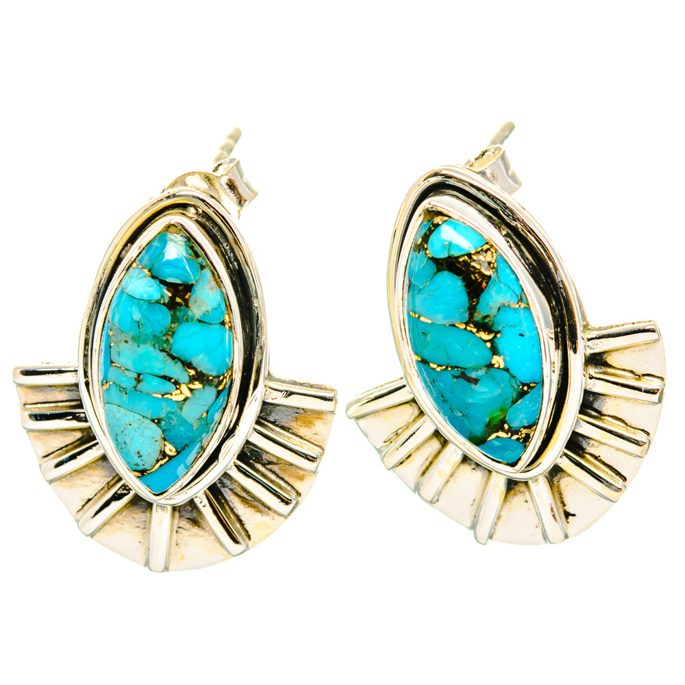 Blue Copper Composite Turquoise Earrings handcrafted by Ana Silver Co - EARR428704 - Photo 2