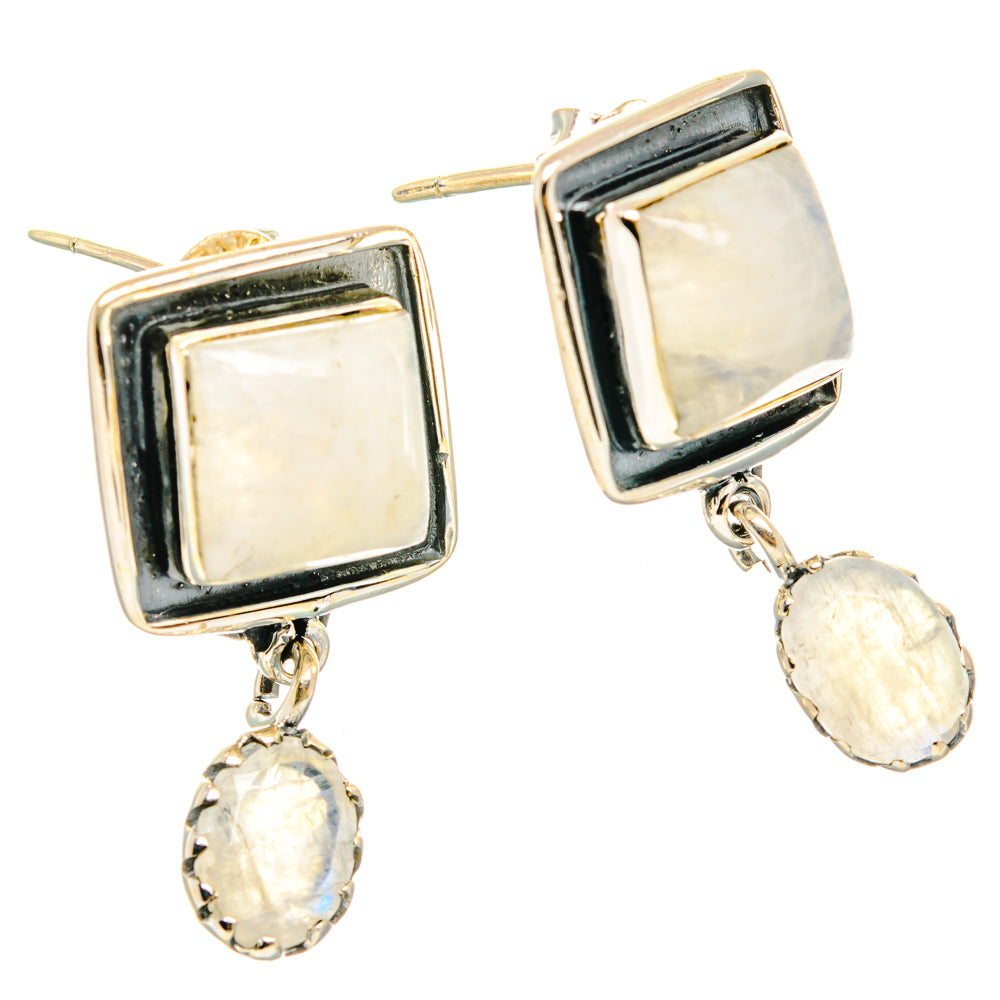 Rainbow Moonstone Earrings handcrafted by Ana Silver Co - EARR428709 - Photo 2