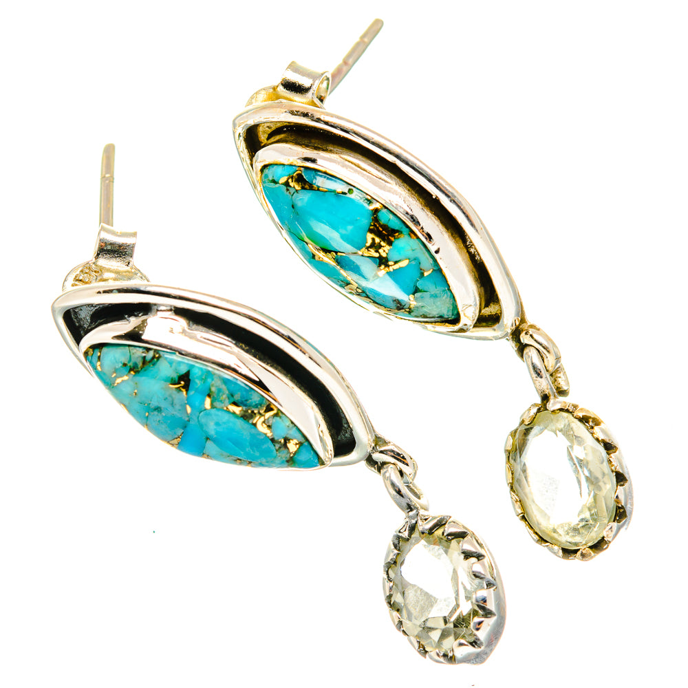 Blue Copper Composite Turquoise Earrings handcrafted by Ana Silver Co - EARR428747 - Photo 2