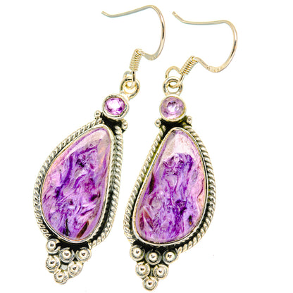 Charoite Earrings handcrafted by Ana Silver Co - EARR428750 - Photo 2