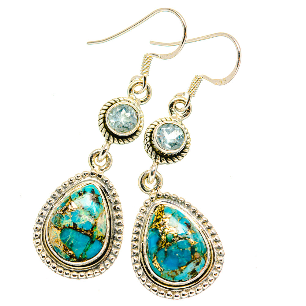 Blue Copper Composite Turquoise Earrings handcrafted by Ana Silver Co - EARR428778 - Photo 2
