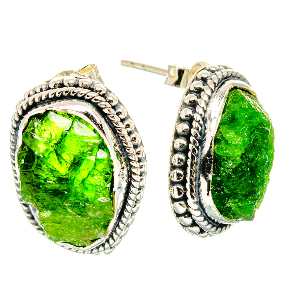 Chrome Diopside Earrings handcrafted by Ana Silver Co - EARR428797 - Photo 2