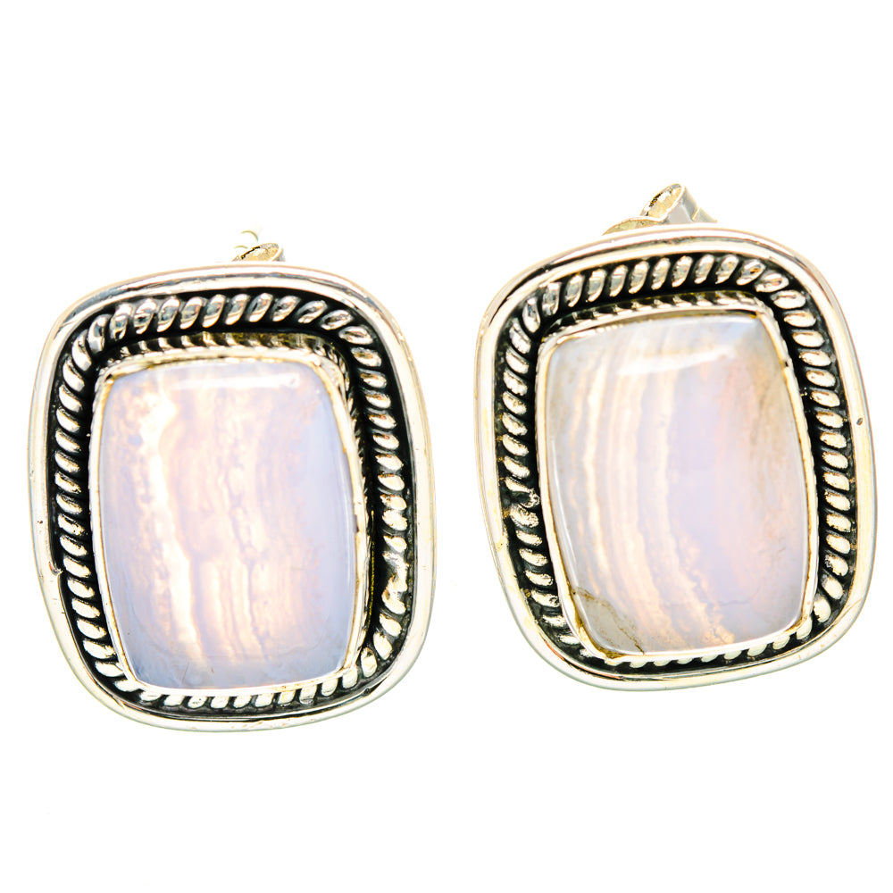 Blue Lace Agate Earrings handcrafted by Ana Silver Co - EARR428811 - Photo 2