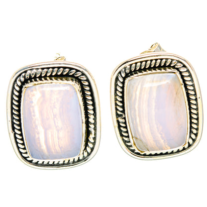 Blue Lace Agate Earrings handcrafted by Ana Silver Co - EARR428811 - Photo 2