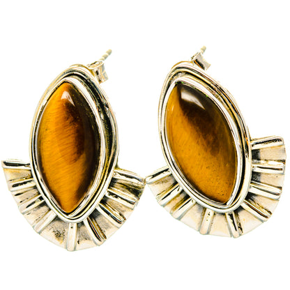 Tiger Eye Earrings handcrafted by Ana Silver Co - EARR428815 - Photo 2