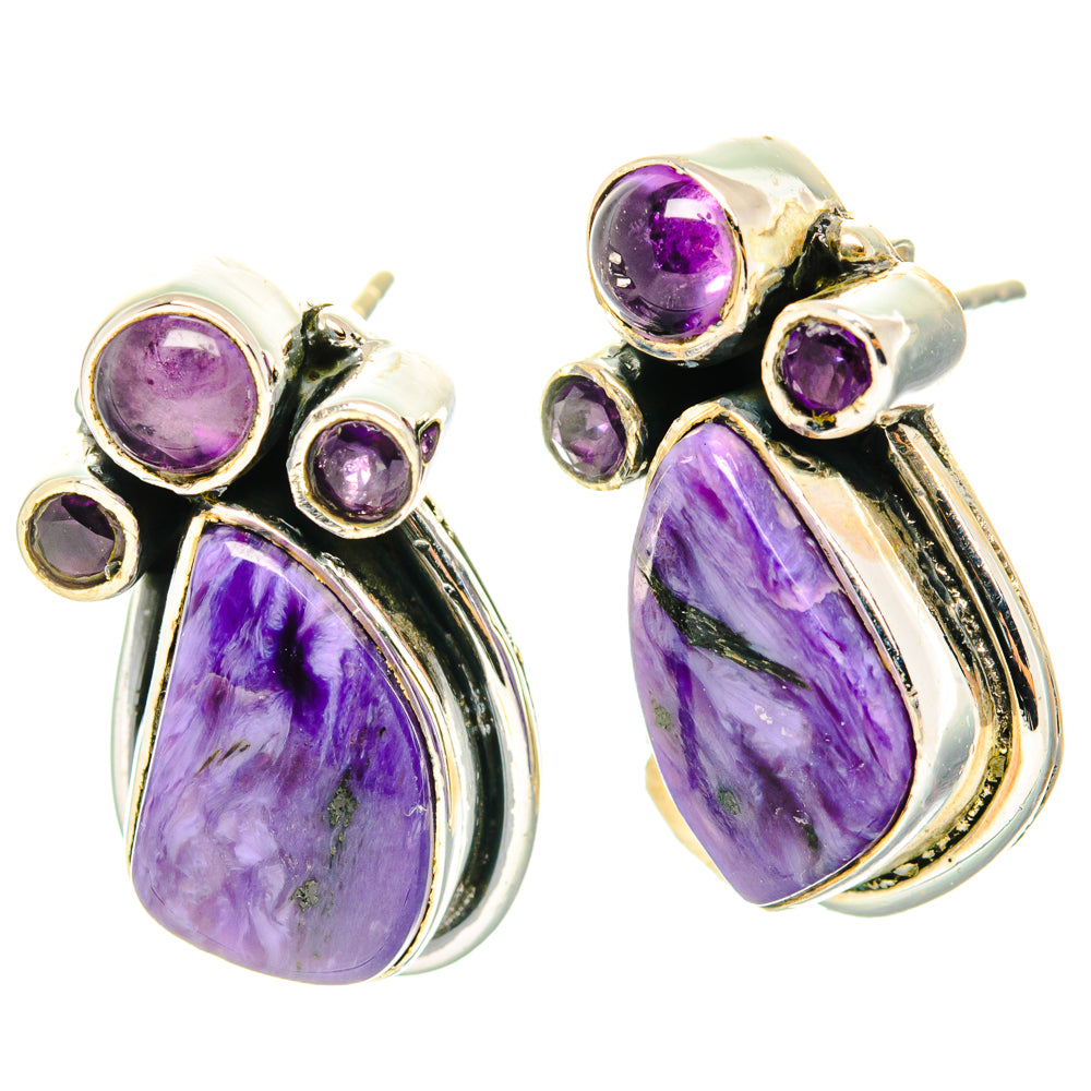 Charoite Earrings handcrafted by Ana Silver Co - EARR428821 - Photo 2