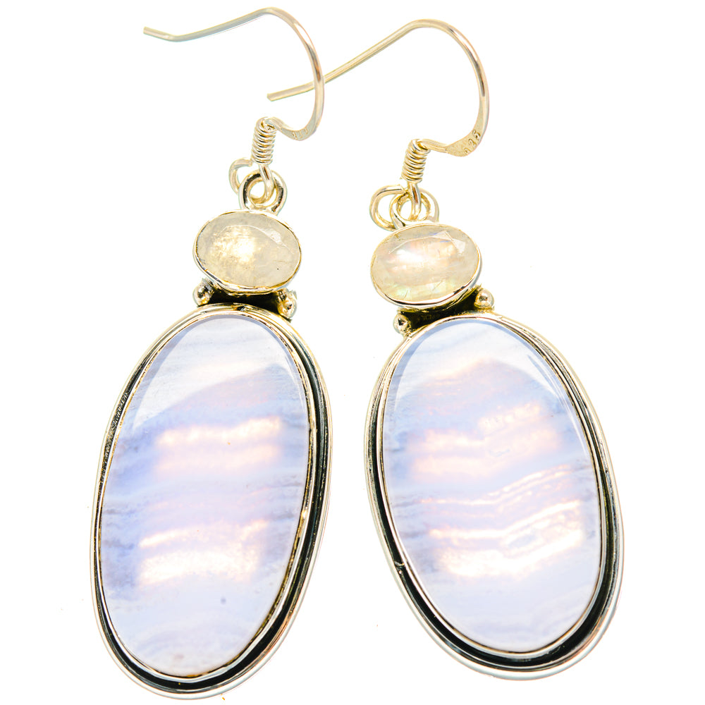 Blue Lace Agate Earrings handcrafted by Ana Silver Co - EARR428829 - Photo 2