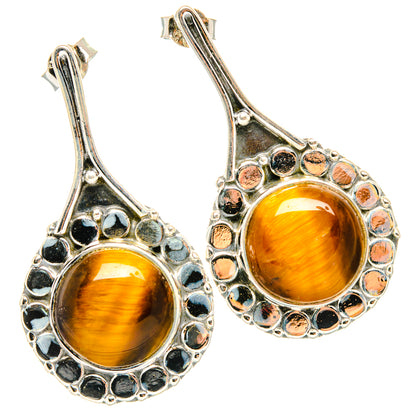 Tiger Eye Earrings handcrafted by Ana Silver Co - EARR428832 - Photo 2