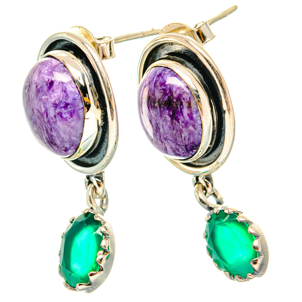 Charoite Earrings handcrafted by Ana Silver Co - EARR428833 - Photo 2