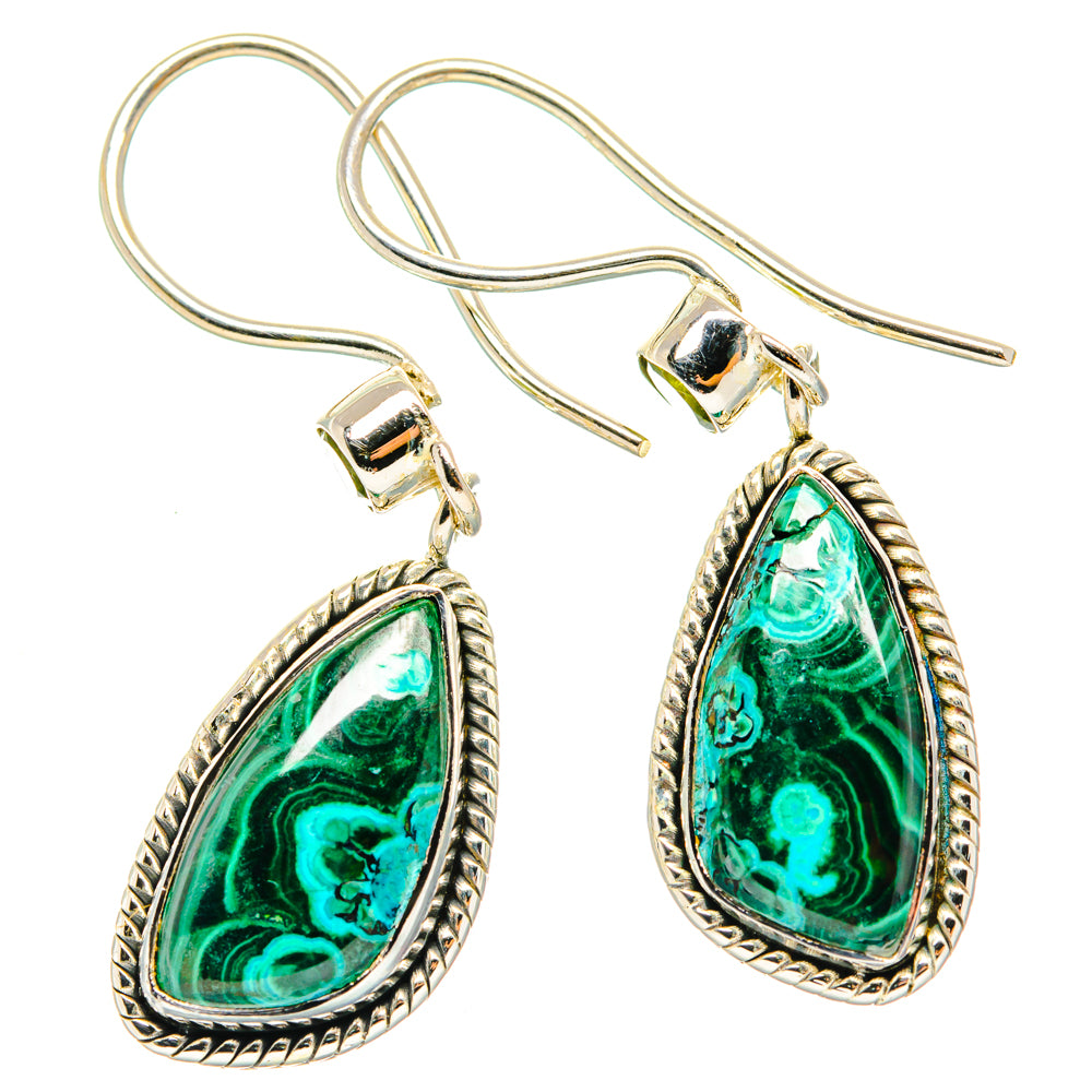 Malachite In Chrysocolla Earrings handcrafted by Ana Silver Co - EARR428839 - Photo 2