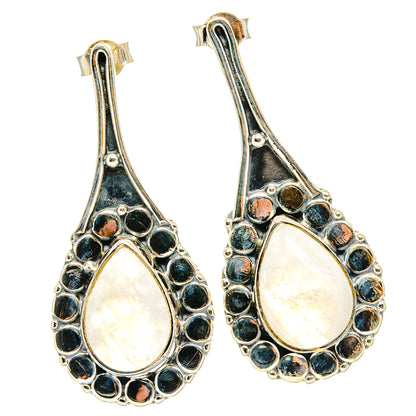 Rainbow Moonstone Earrings handcrafted by Ana Silver Co - EARR428848 - Photo 2