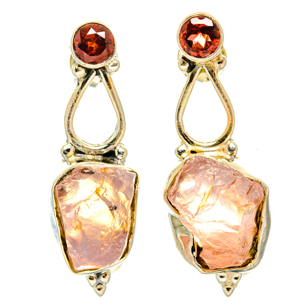 Rose Quartz Earrings handcrafted by Ana Silver Co - EARR428858 - Photo 2