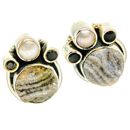 Desert Druzy Earrings handcrafted by Ana Silver Co - EARR428860 - Photo 2