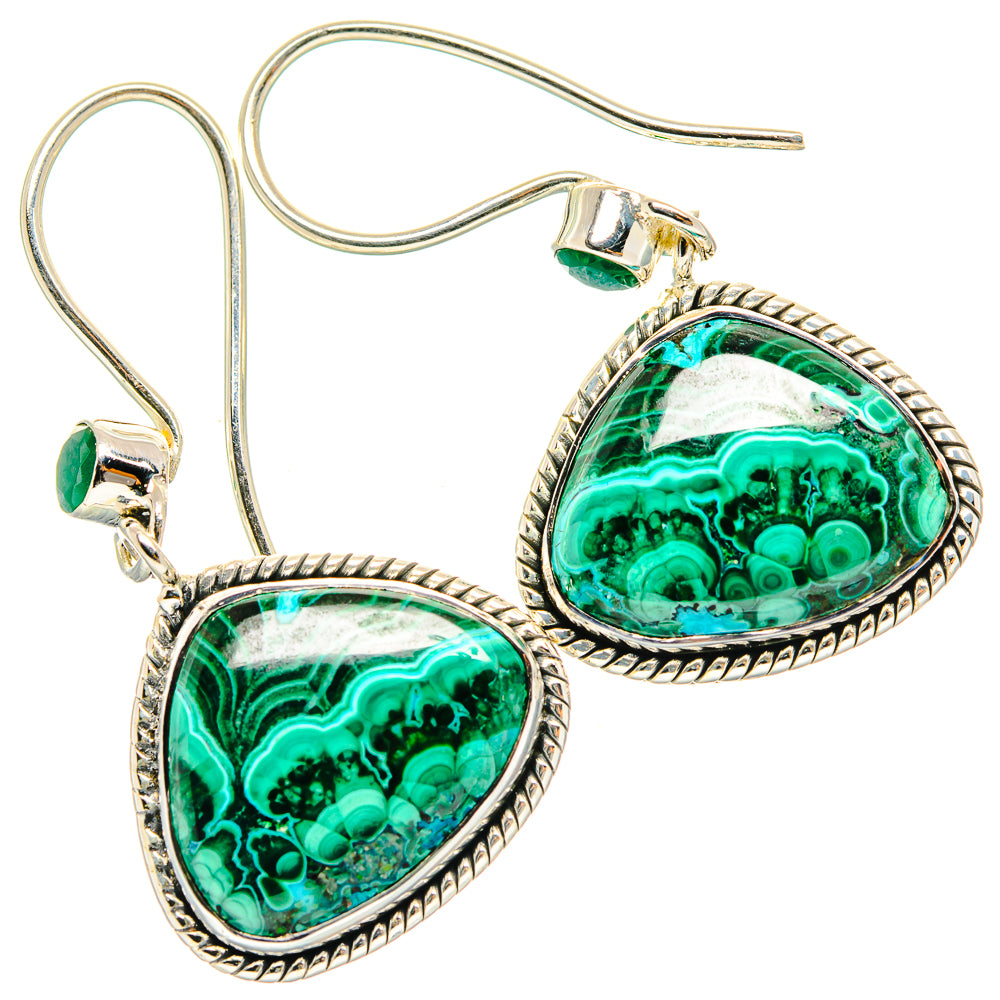 Malachite In Chrysocolla Earrings handcrafted by Ana Silver Co - EARR428879 - Photo 2