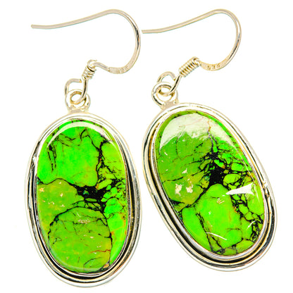 Green Copper Composite Turquoise Earrings handcrafted by Ana Silver Co - EARR428902 - Photo 2