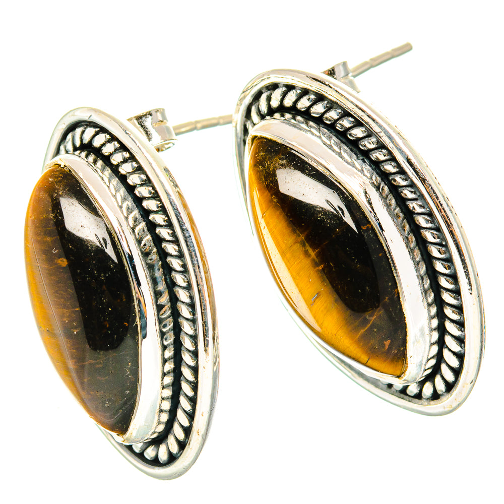 Tiger Eye Earrings handcrafted by Ana Silver Co - EARR428930 - Photo 2