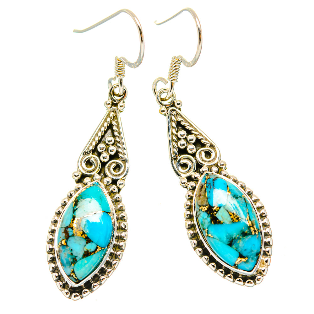 Blue Copper Composite Turquoise Earrings handcrafted by Ana Silver Co - EARR428934 - Photo 2