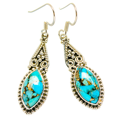 Blue Copper Composite Turquoise Earrings handcrafted by Ana Silver Co - EARR428934 - Photo 2