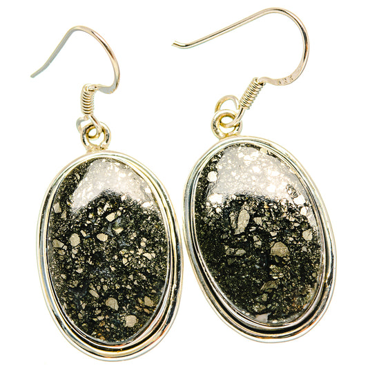 Pyrite In Black Onyx Earrings handcrafted by Ana Silver Co - EARR428980 - Photo 2