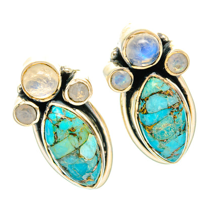 Blue Copper Composite Turquoise Earrings handcrafted by Ana Silver Co - EARR428987 - Photo 2