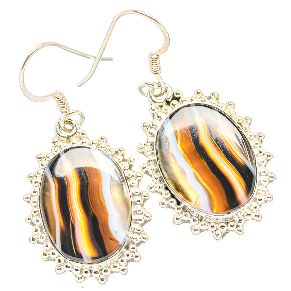 Botswana Agate Earrings handcrafted by Ana Silver Co - EARR429011 - Photo 2