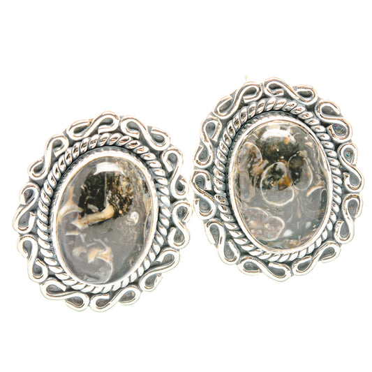 Turritella Agate Earrings handcrafted by Ana Silver Co - EARR429026 - Photo 2