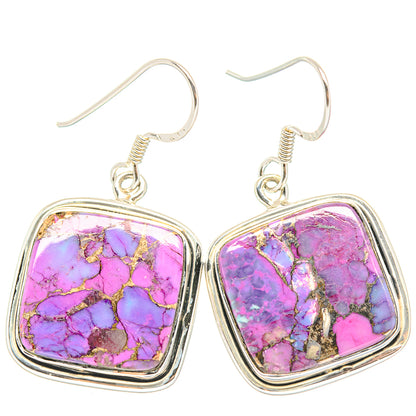 Purple Copper Composite Turquoise Earrings handcrafted by Ana Silver Co - EARR429031 - Photo 2